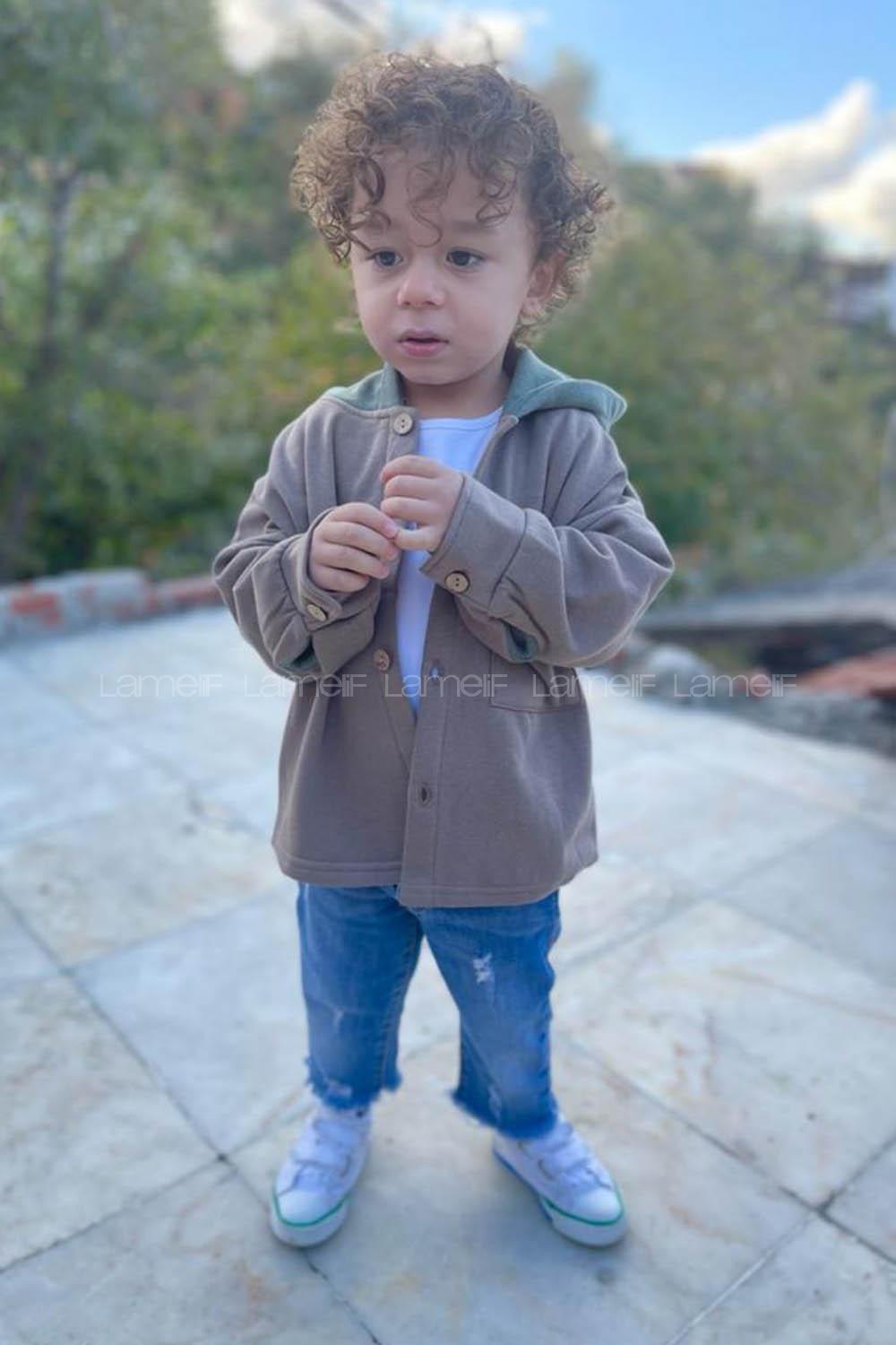 Brown Zippered Neck Long Arm Cotton Fabric Cardigan