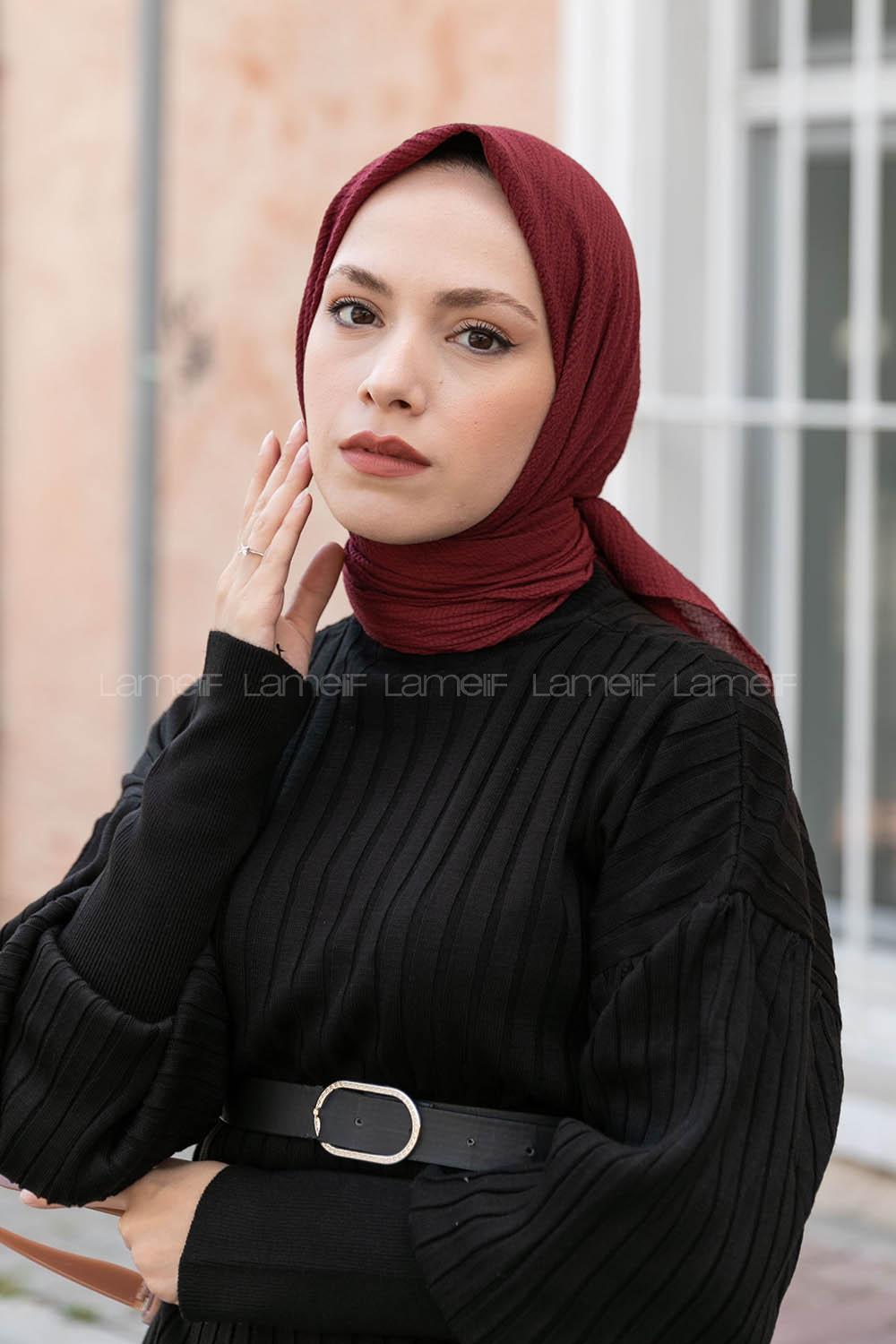 Lamelif Mio Caz Eşarp Koyu Bordo