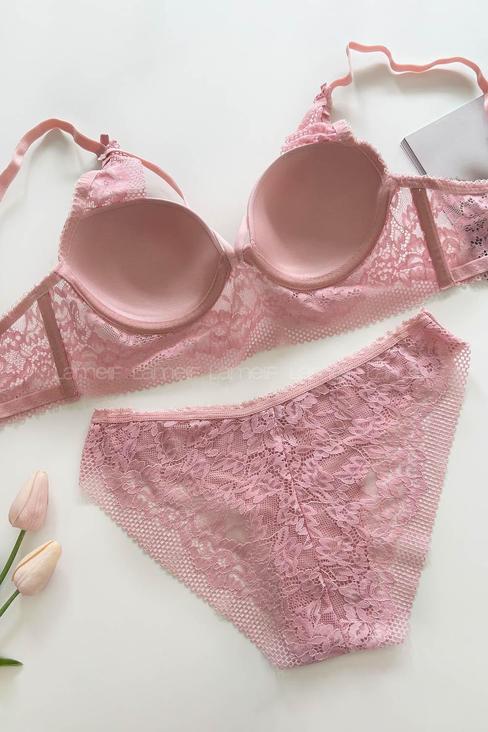 Lamelif Arona Balkonet Nefes Alan Desteksiz Takım Pudra Renk