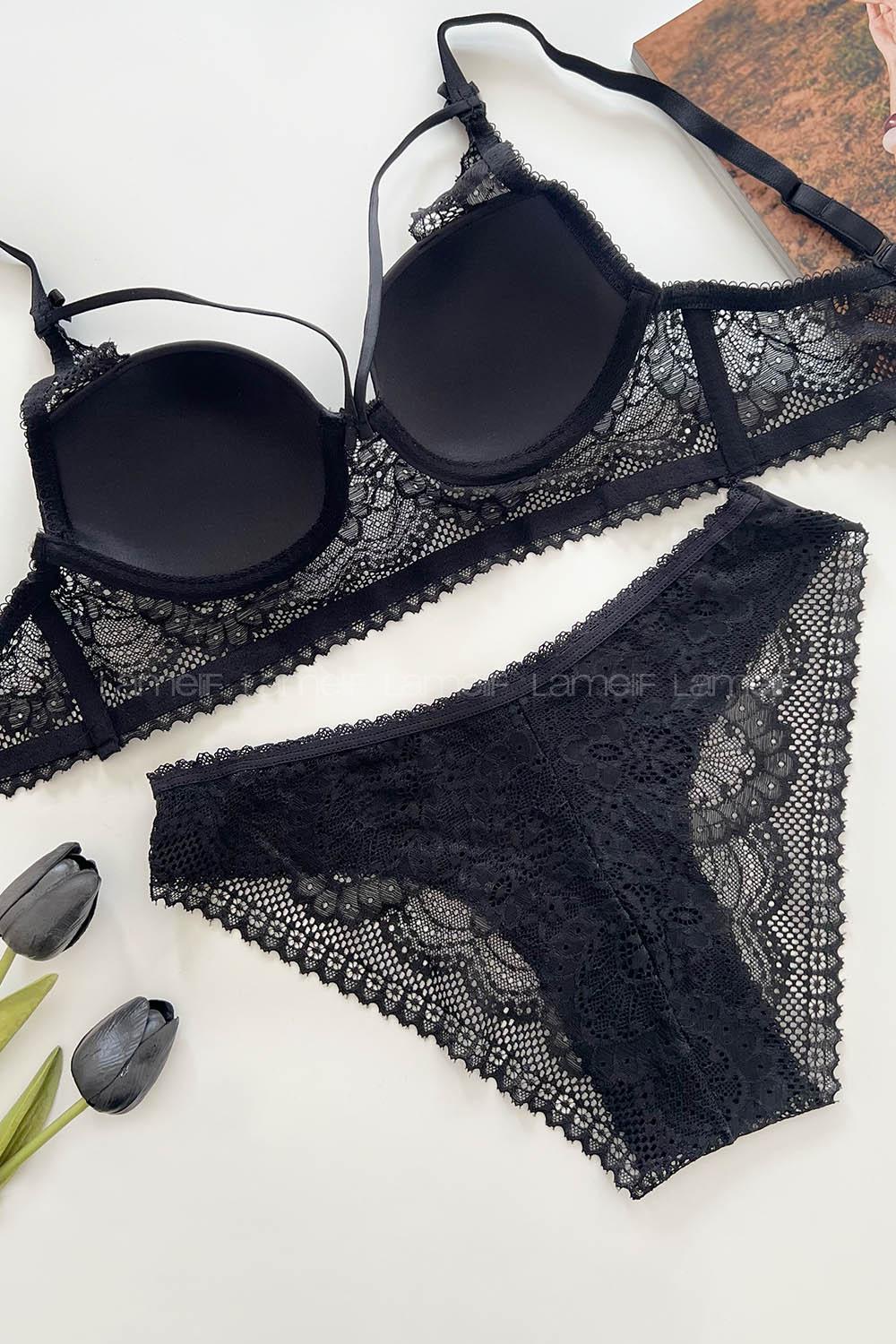 Black Cotton Fabric Underwire Support 