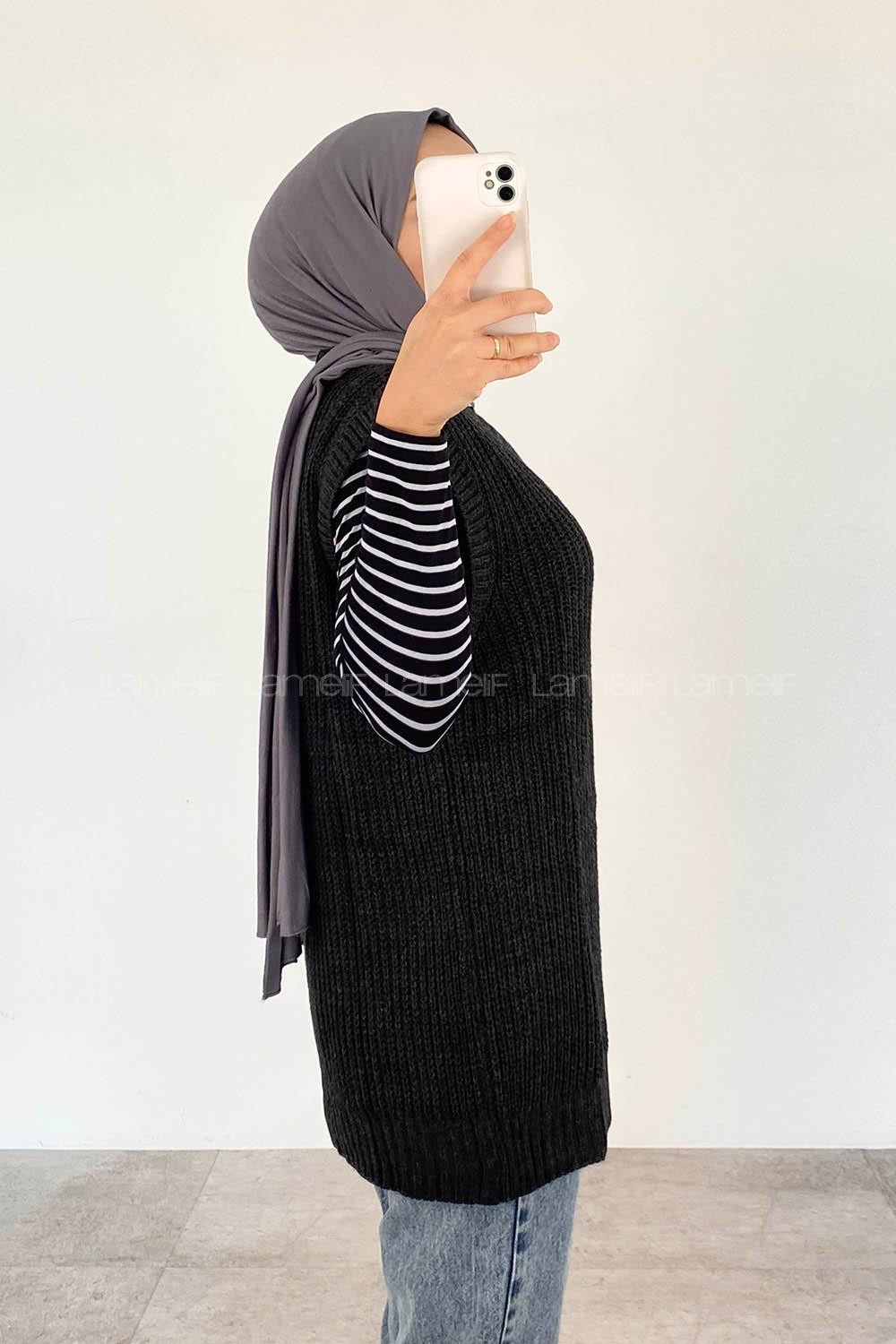 Modalamelif Ovarsize V Yaka Süveter Füme