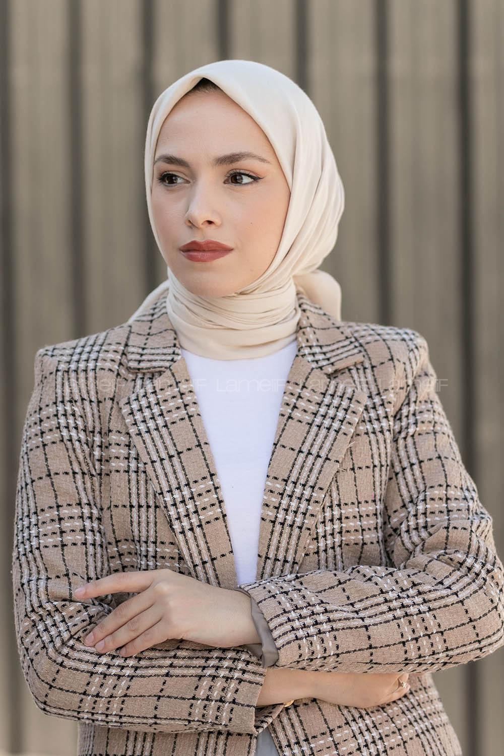 Lamelif Pamuk Craşh Eşarp Ekru