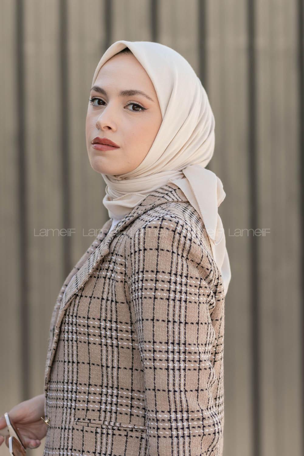Lamelif Pamuk Craşh Eşarp Ekru