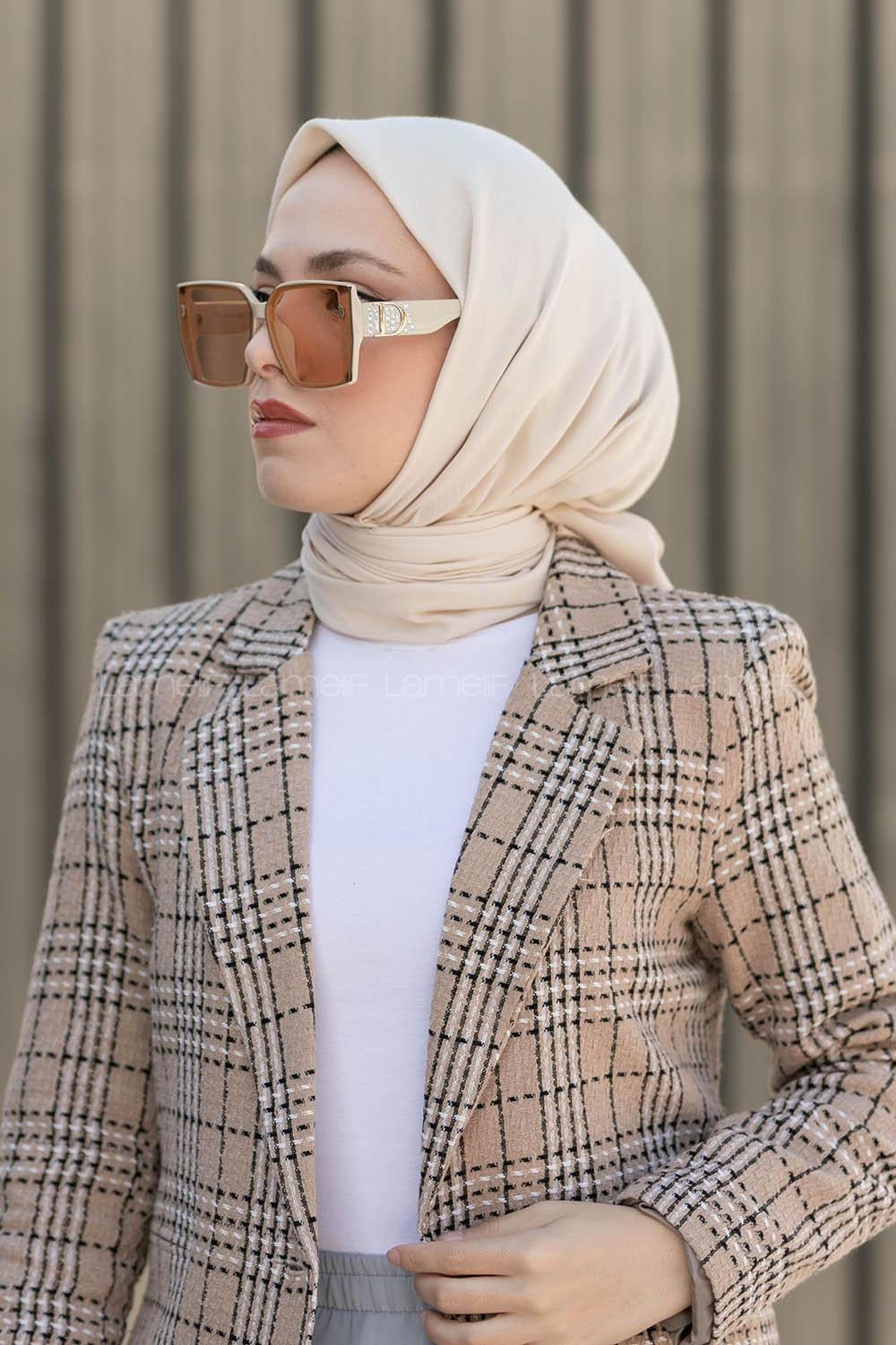 Lamelif Pamuk Craşh Eşarp Ekru