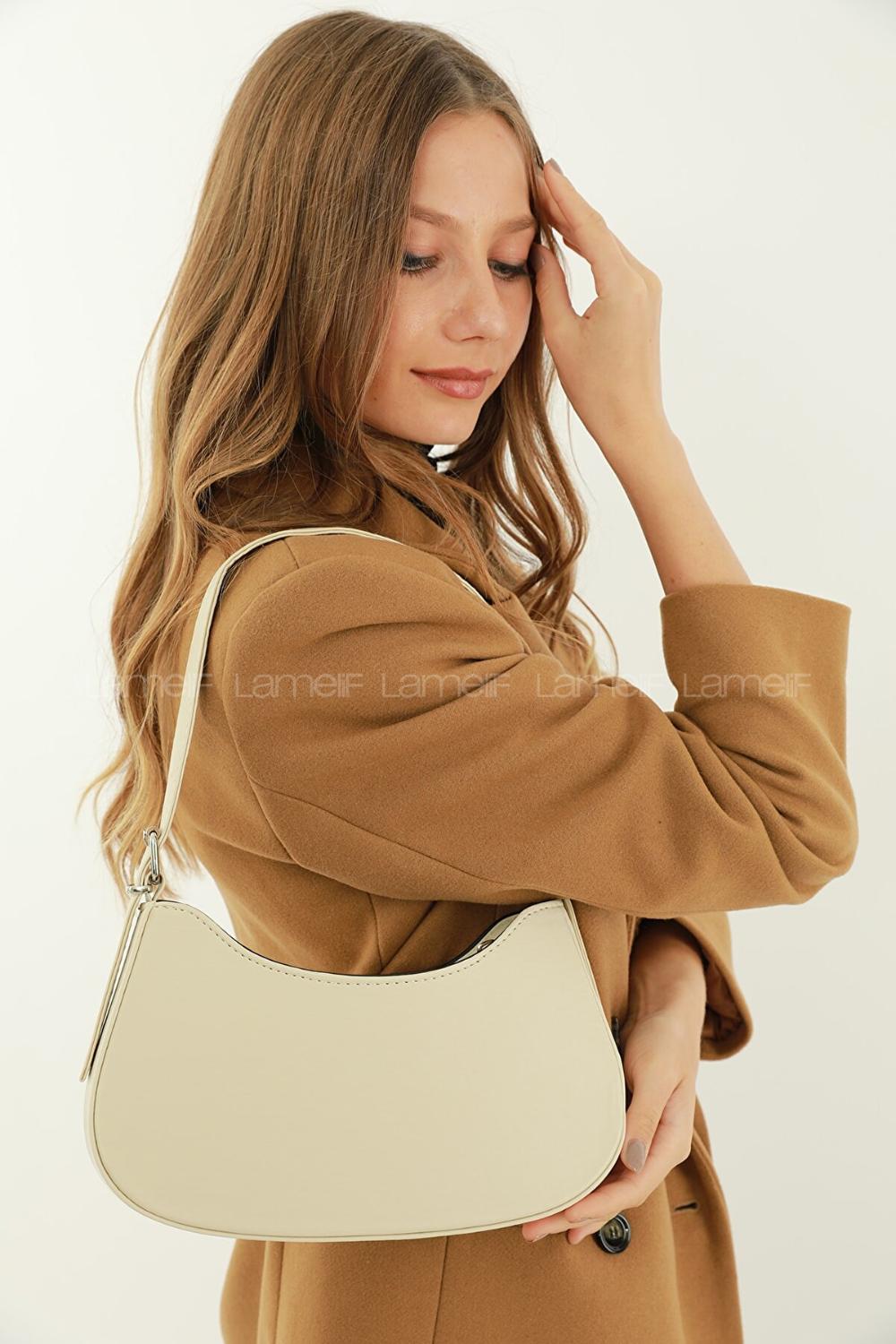 Lamelif Baget Omuz Kadın Çanta Krem
