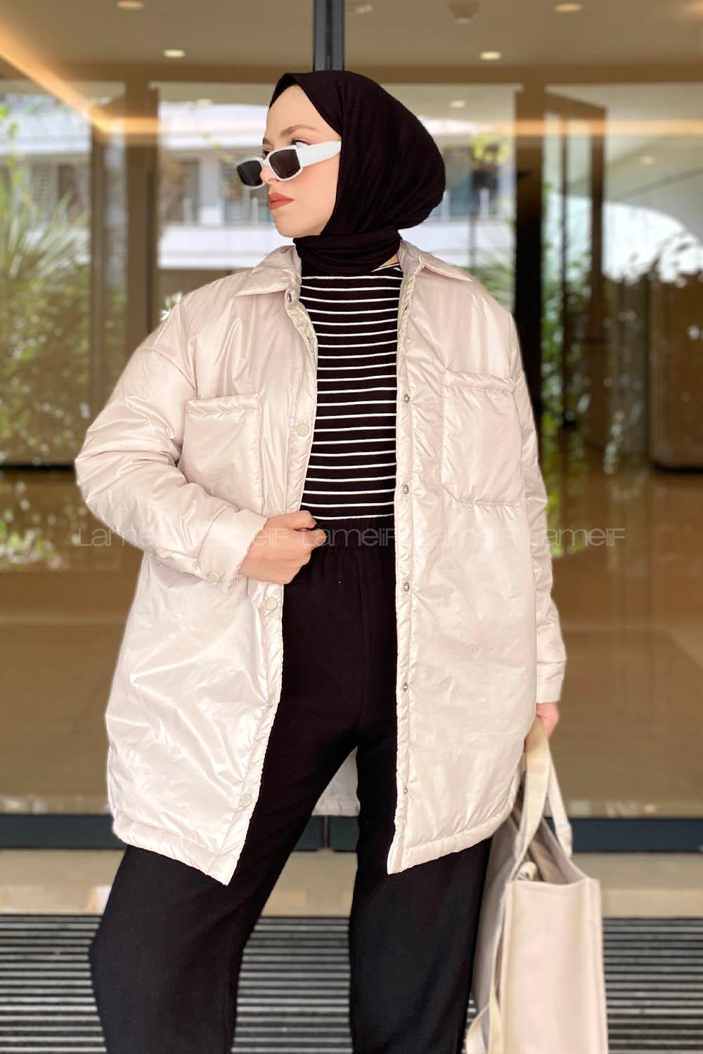 Modalamelif Cepli Şişme Mont Taş