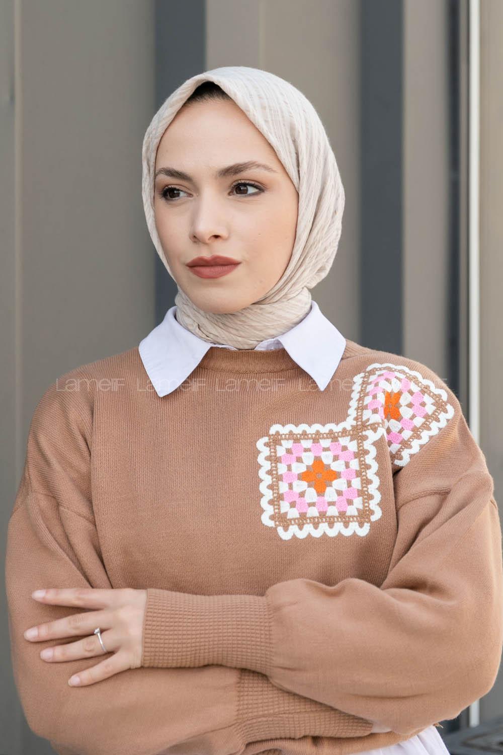 Stone Cotton Fabric Straight Scarf