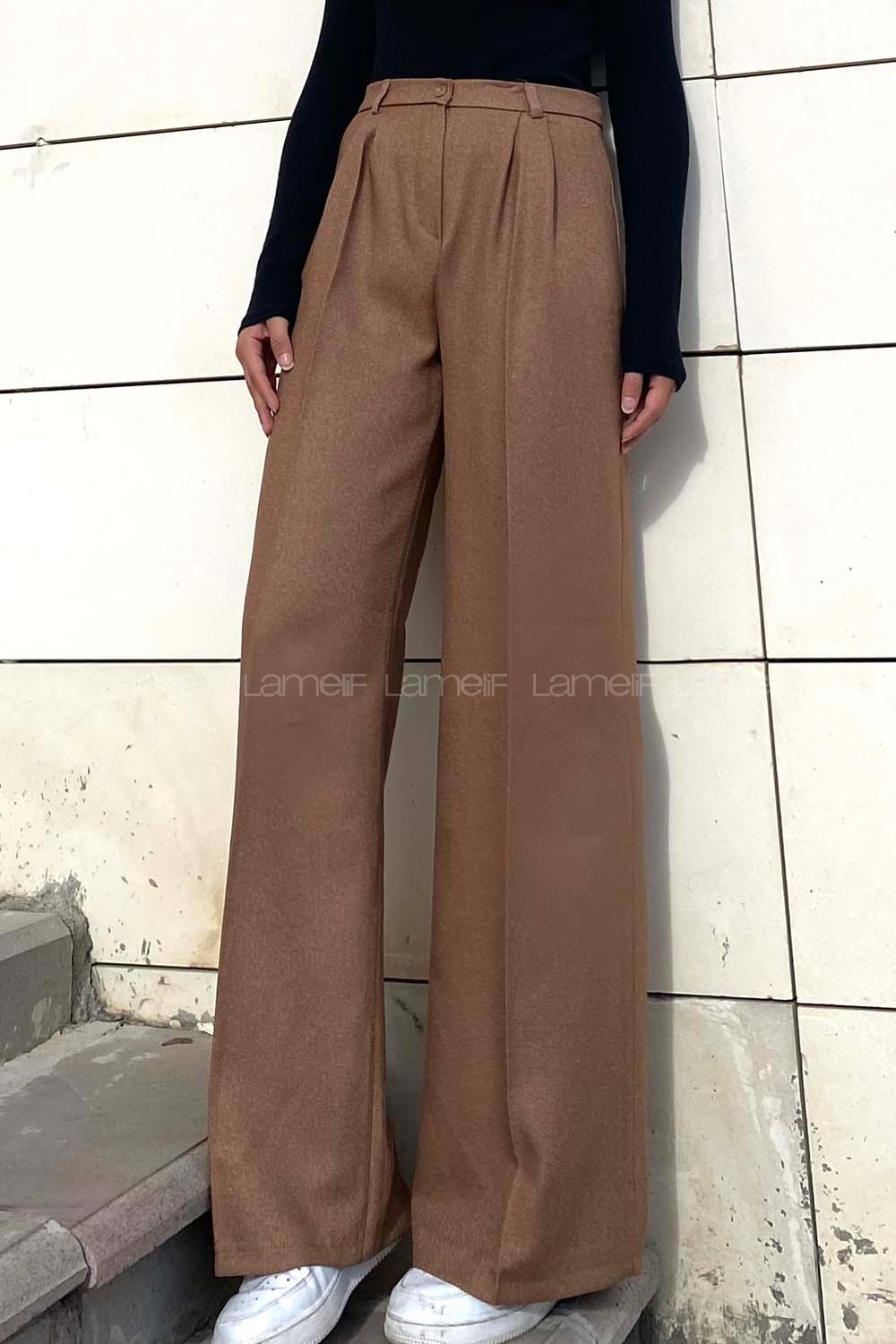 Soft Brown Cotton Fabric High Waist Comfortable Pants