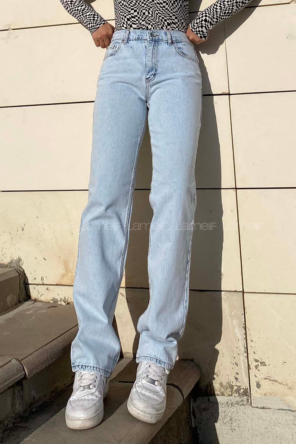 Ice Blue Denim High Waist Denim Pants