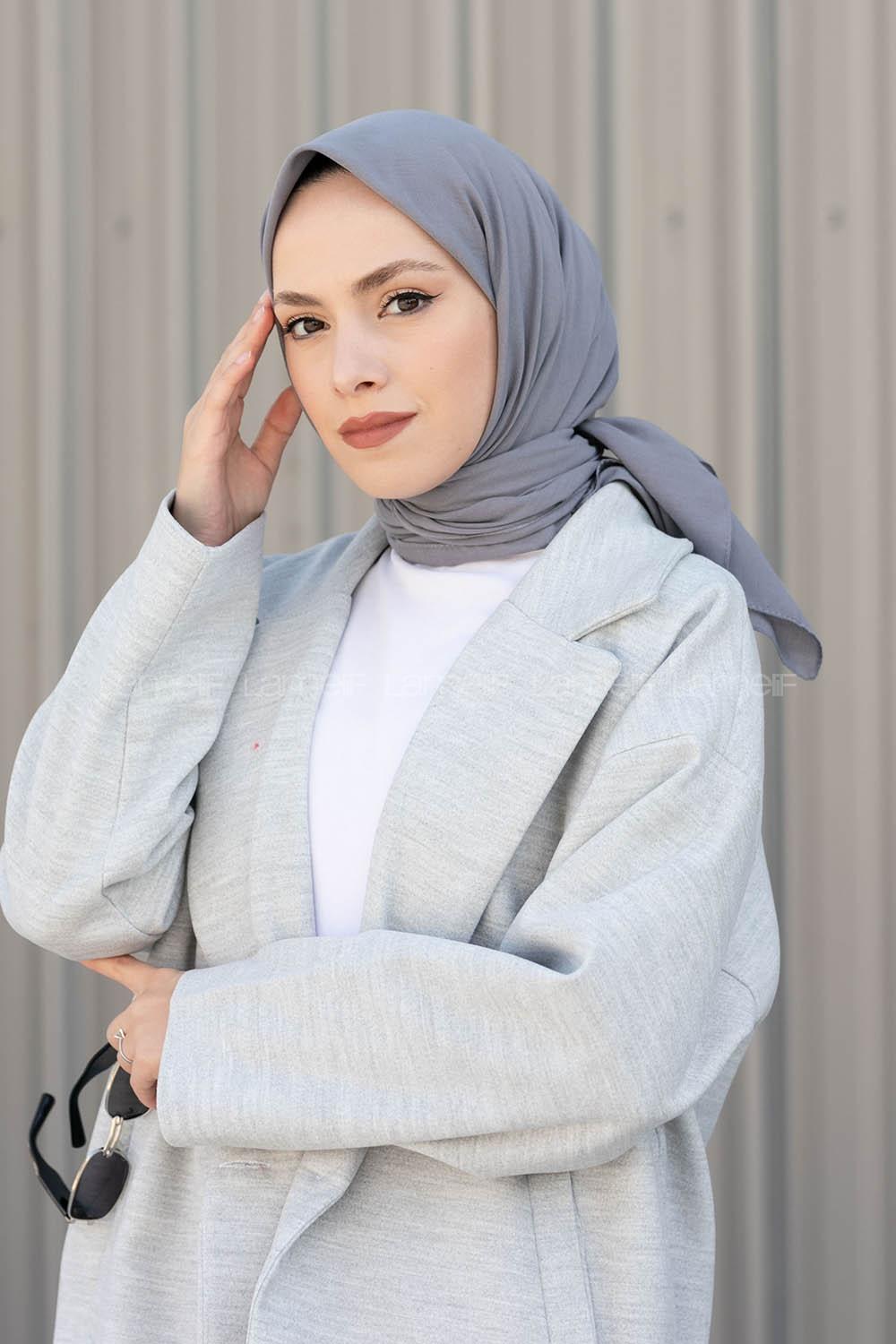 Lamelif Keten Eşarp Gri