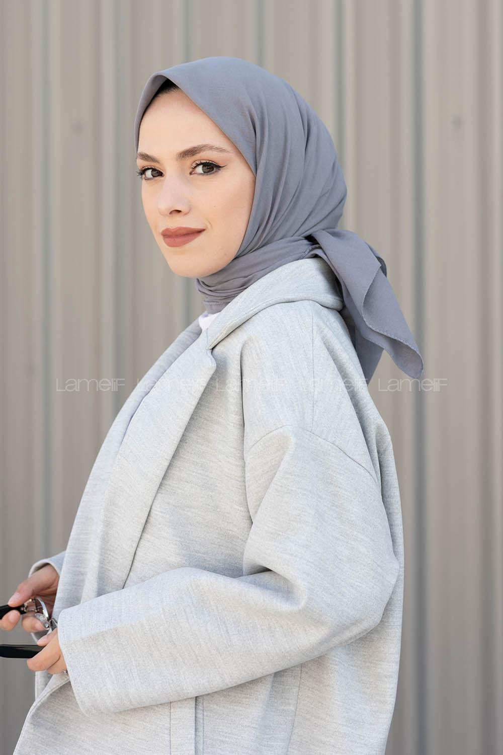 Lamelif Keten Eşarp Gri