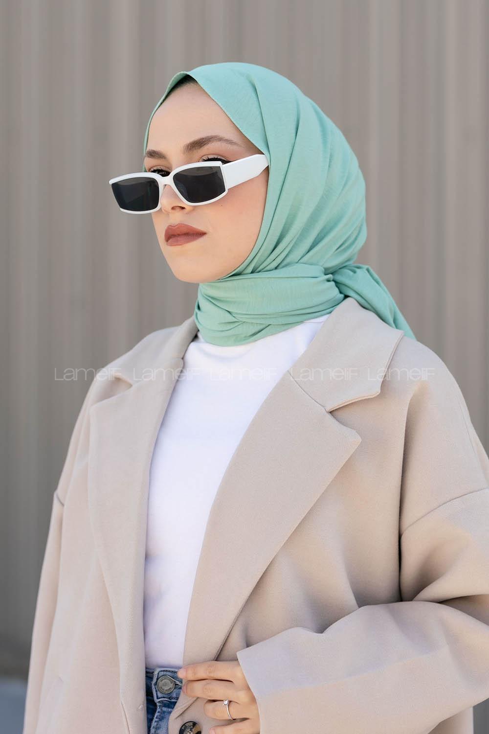 Mint Green Cotton Fabric Viscose Fabric Straight Shawl