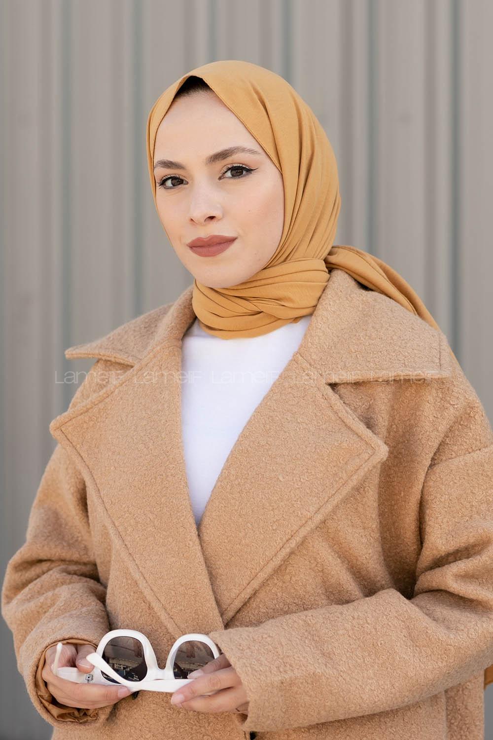 Ocher Cotton Fabric Viscose Fabric Straight Shawl