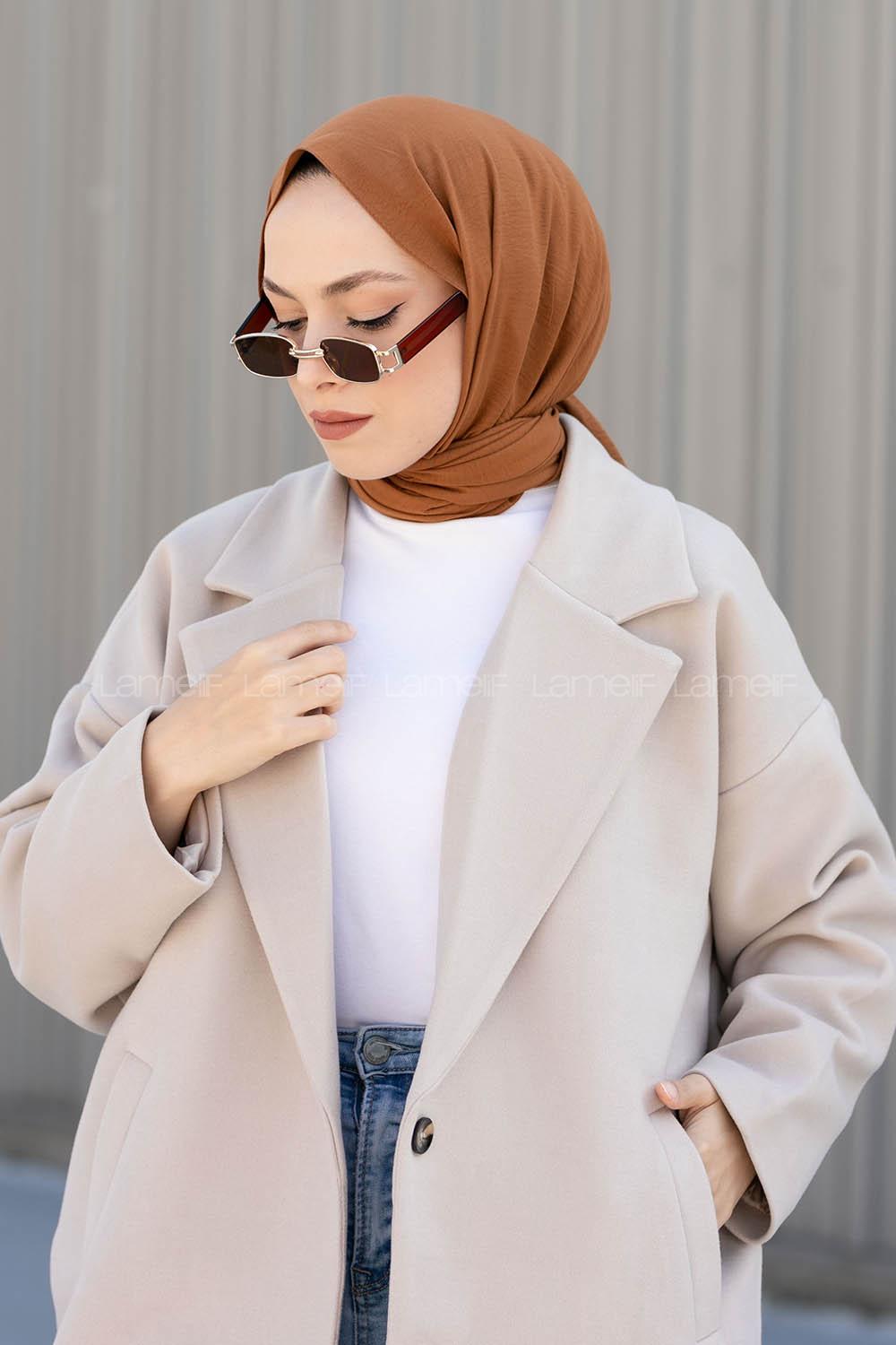 Tan Cotton Fabric Viscose Fabric Straight Shawl