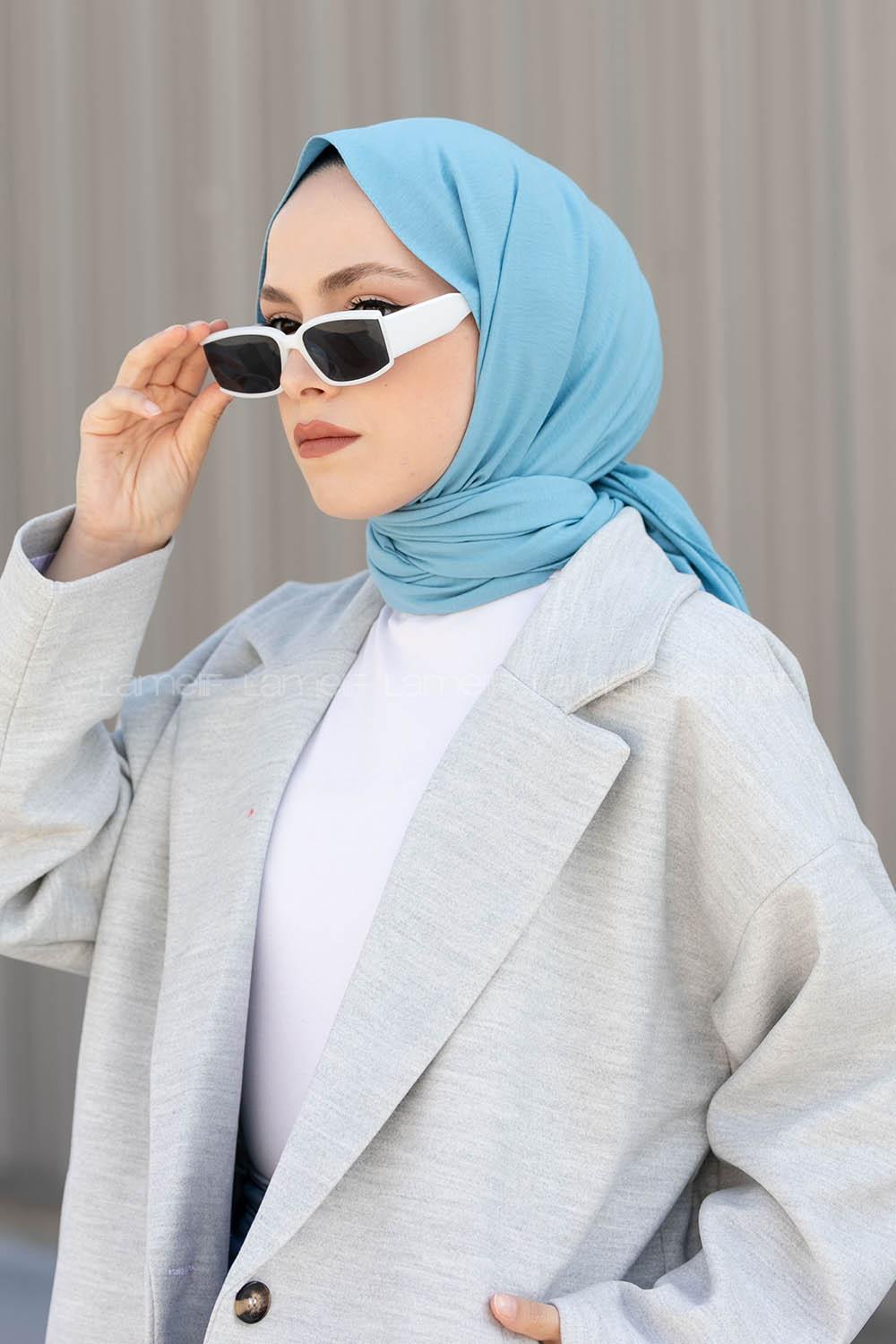 Turquoise Cotton Fabric Viscose Fabric Straight Shawl