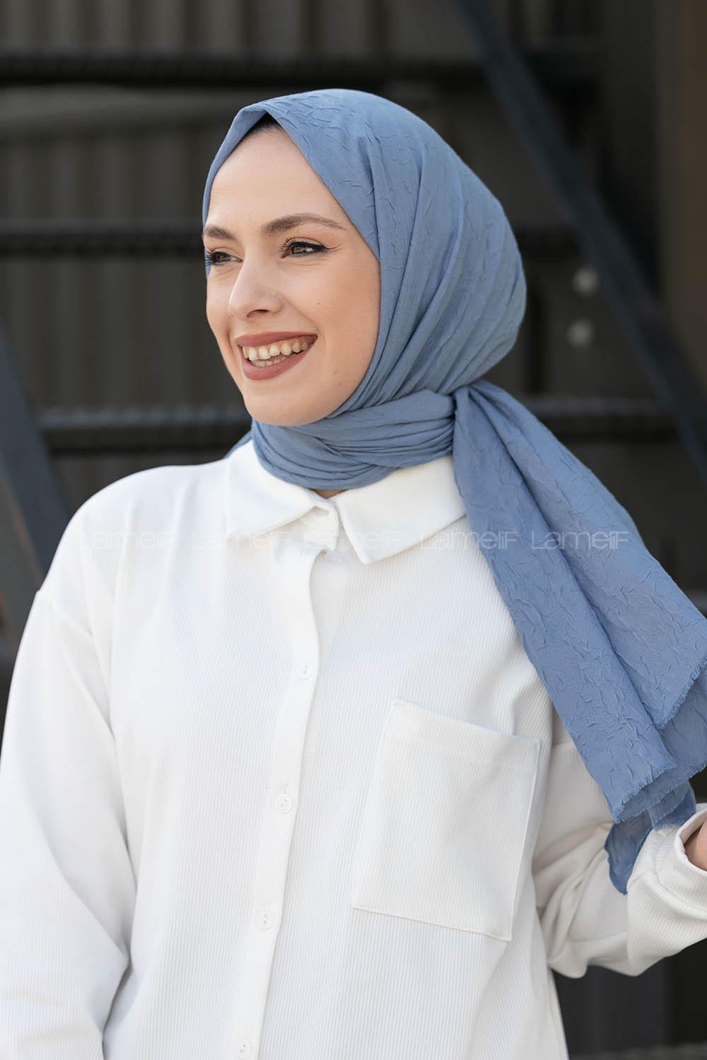 Lamelif Bambu Şal Gök Mavi