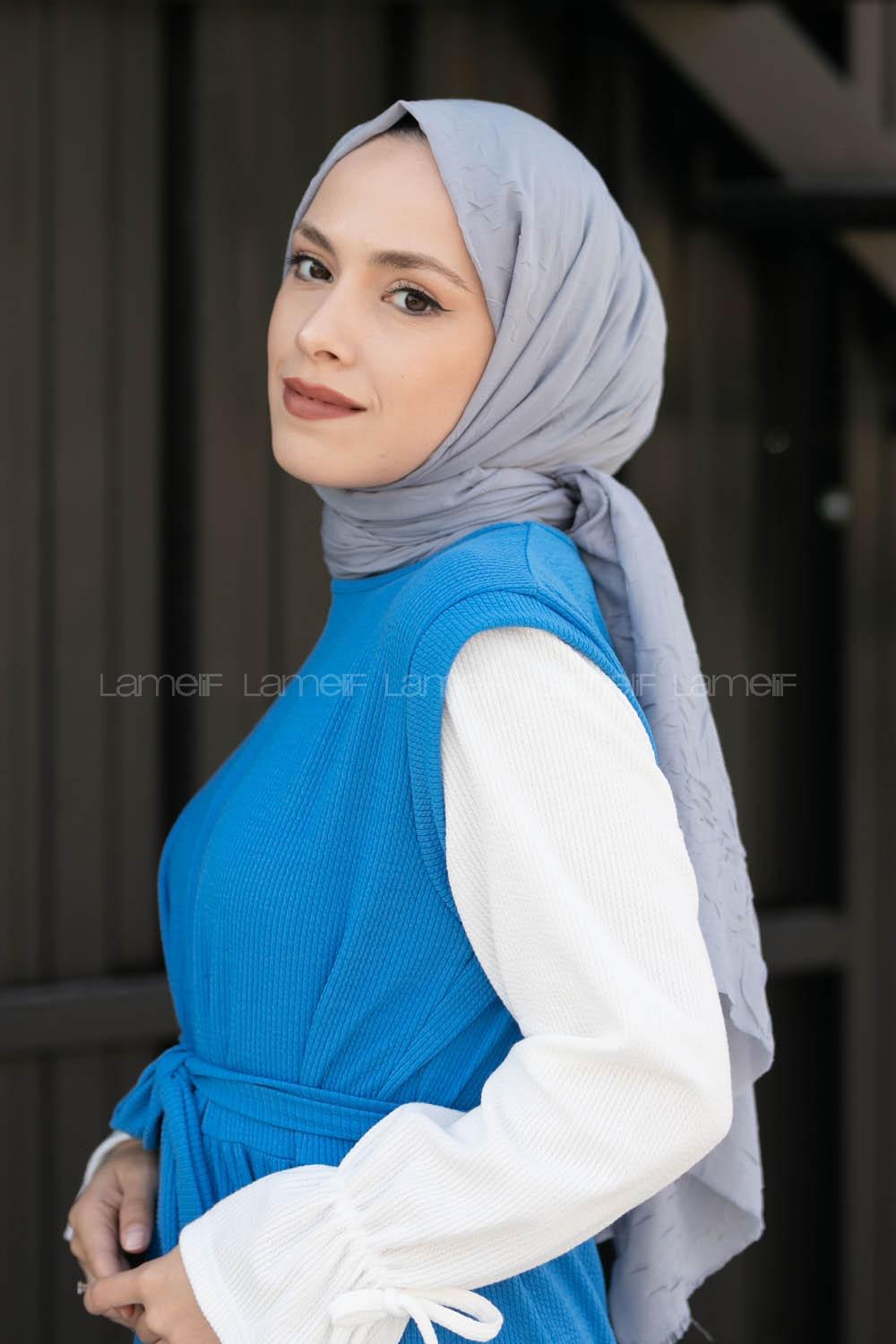 Gray Cotton Fabric Straight Shawl