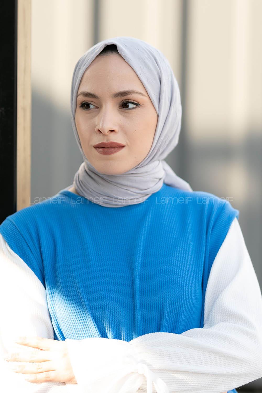 Lamelif Bambu Şal Gümüş Gri