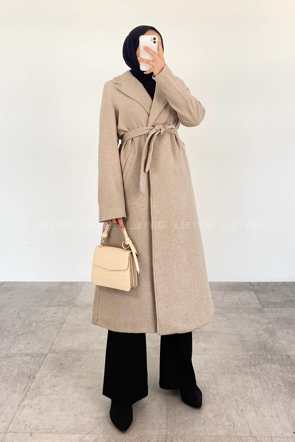 Mink Scoop Neck Long Arm Cotton Coat