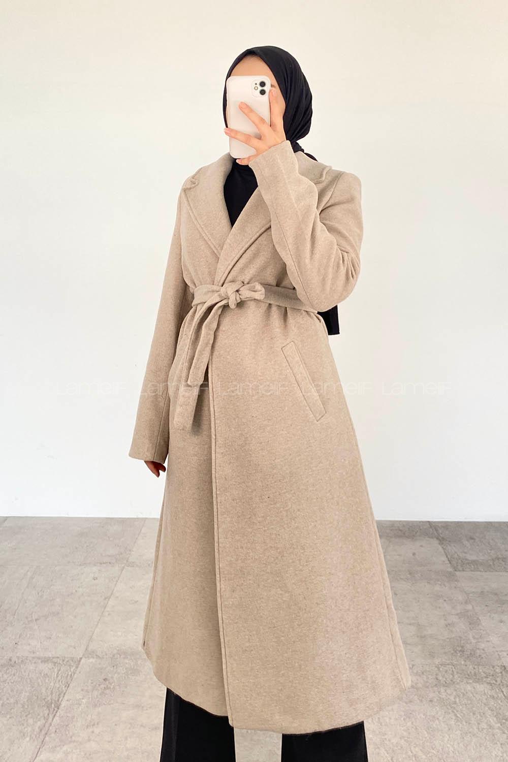 Mink Scoop Neck Long Arm Cotton Coat