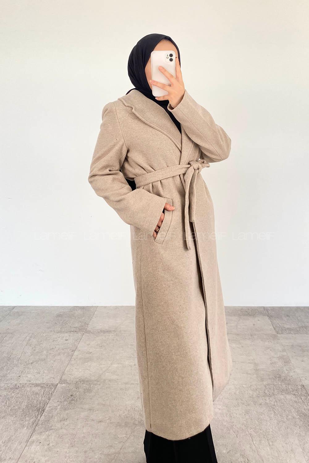 Mink Scoop Neck Long Arm Cotton Coat