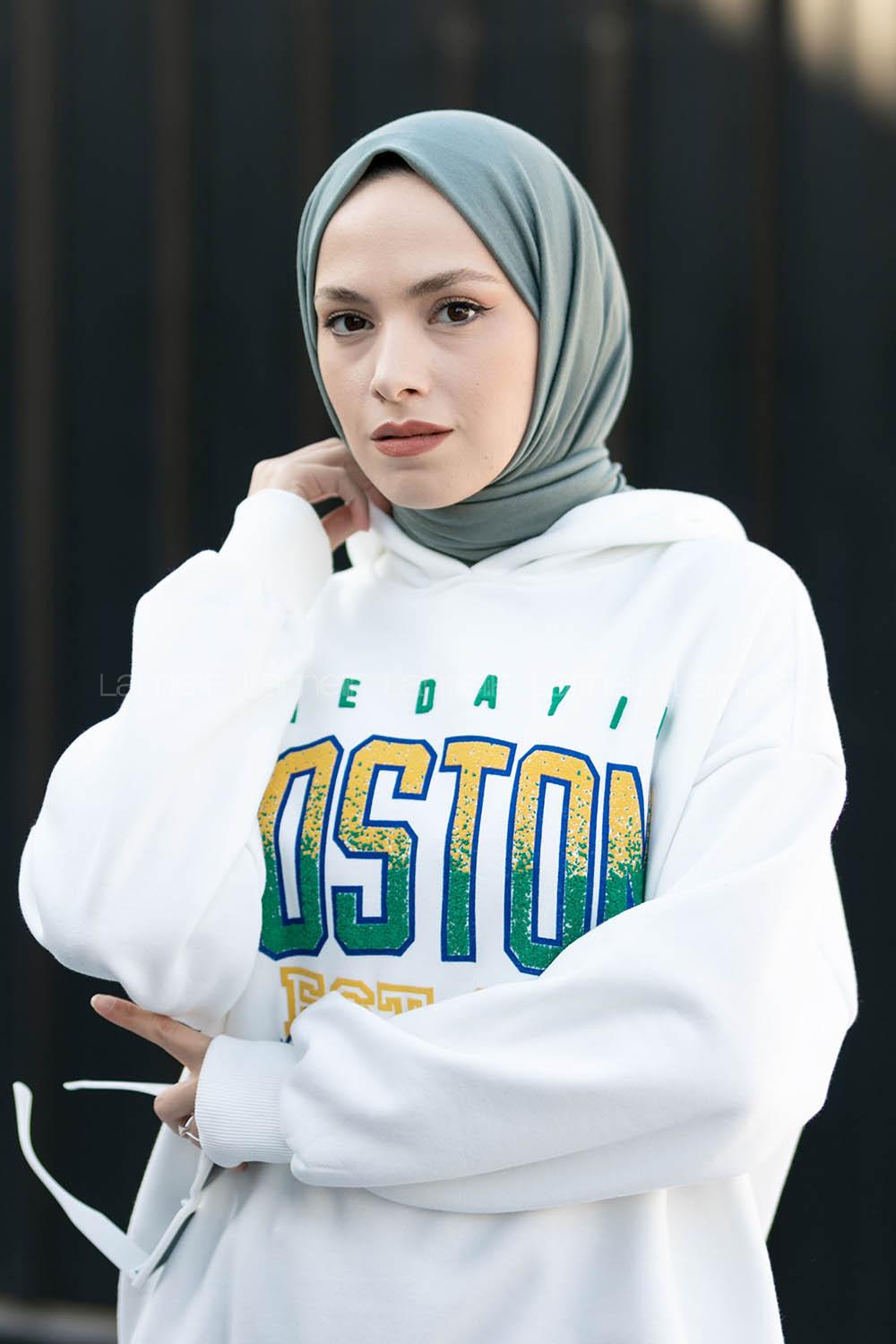 Lamelif Koyu Çagla  Yeşili Penye Şal