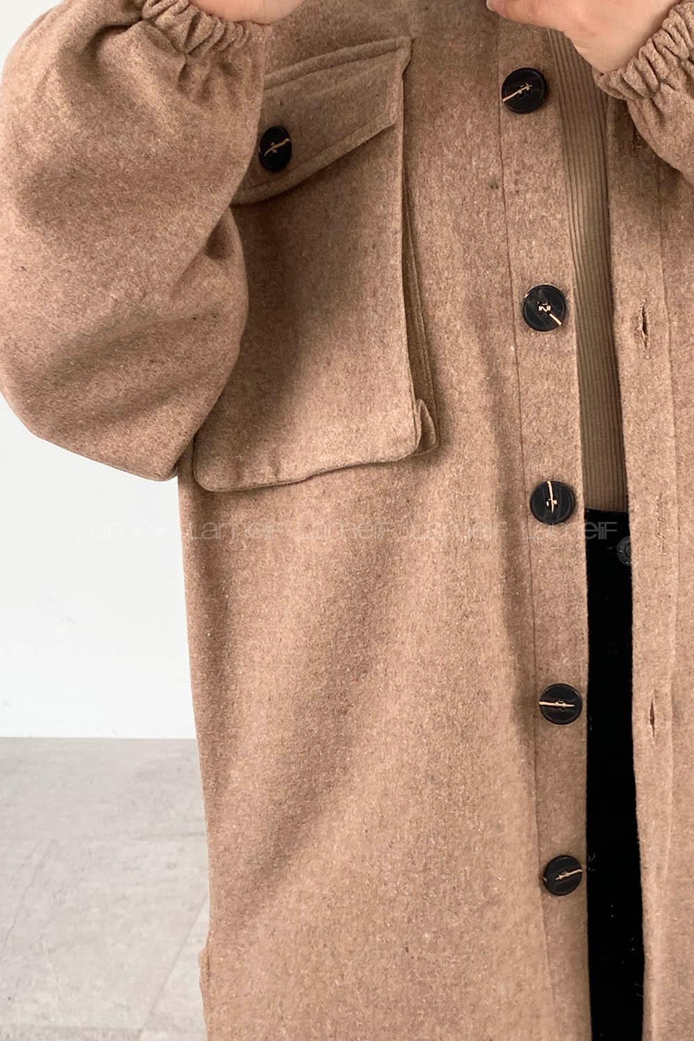 Soft Brown Shirt Collar Long Arm Cotton Jacket