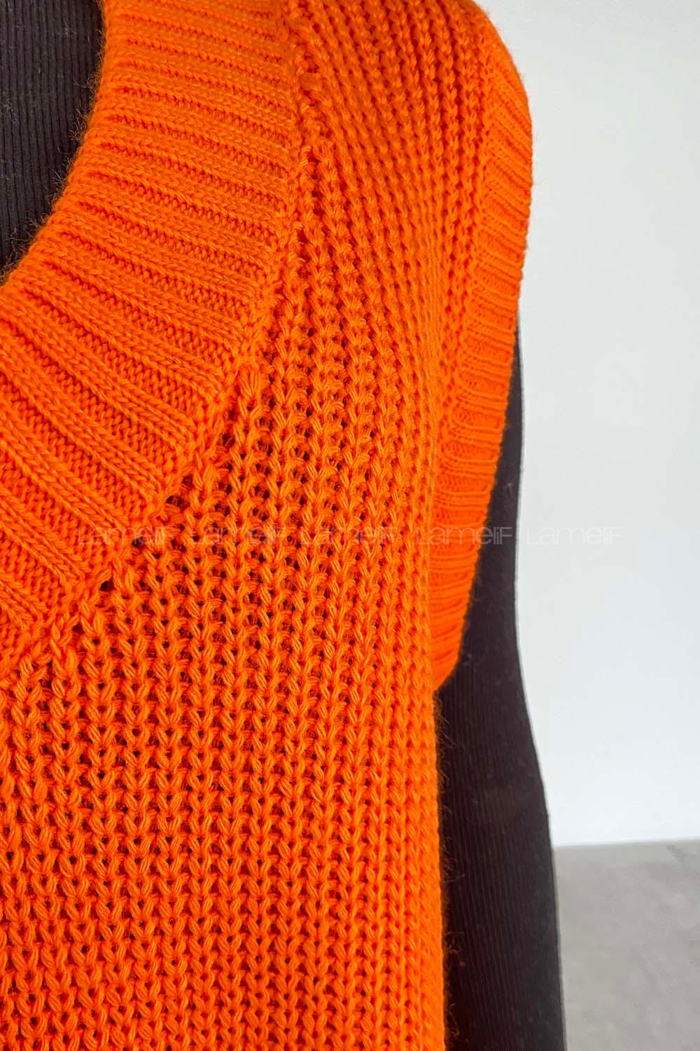 Modalamelif Ovarsize V Yaka Süveter Oranj