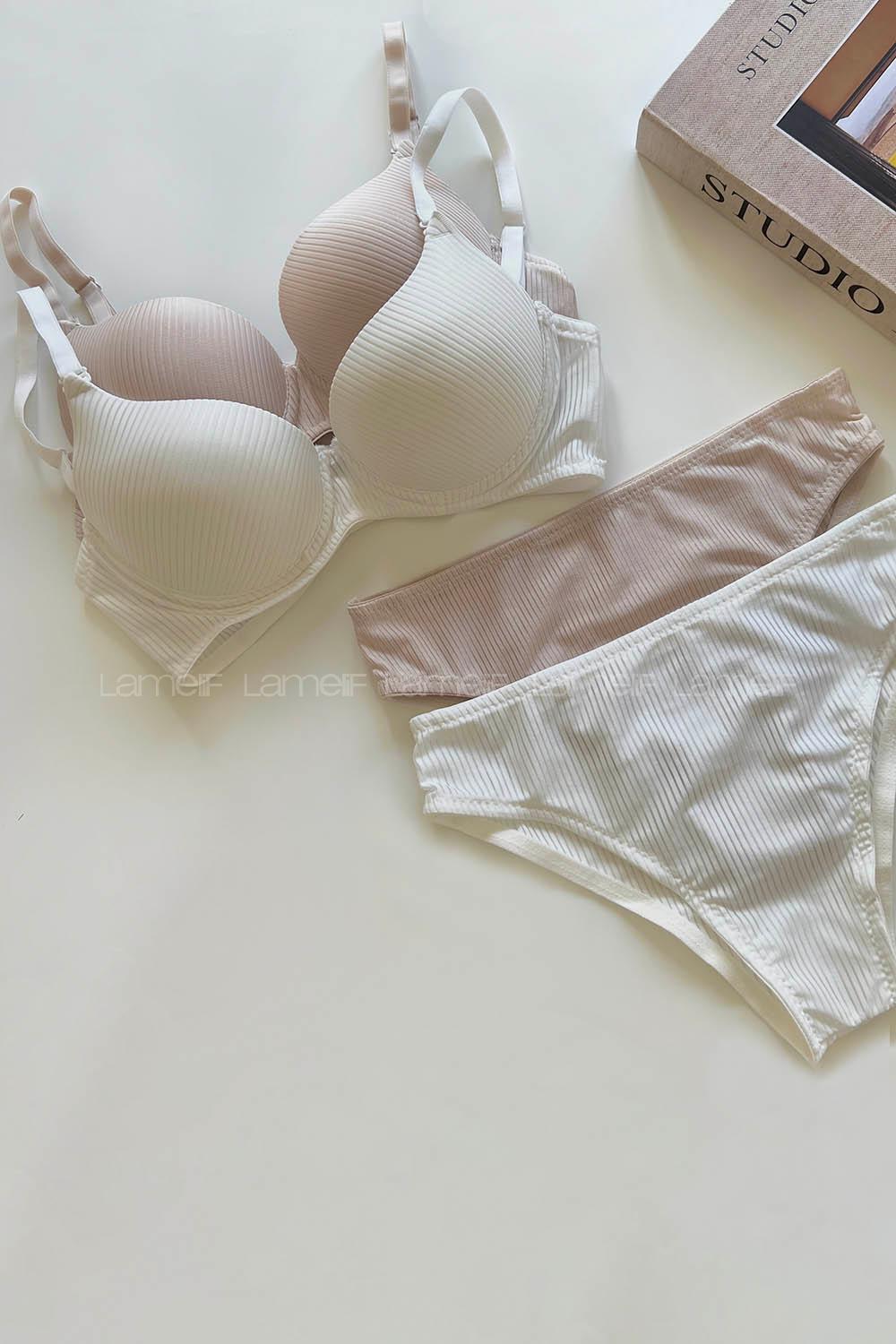 Beige Cotton Fabric Underwire Support Bralet