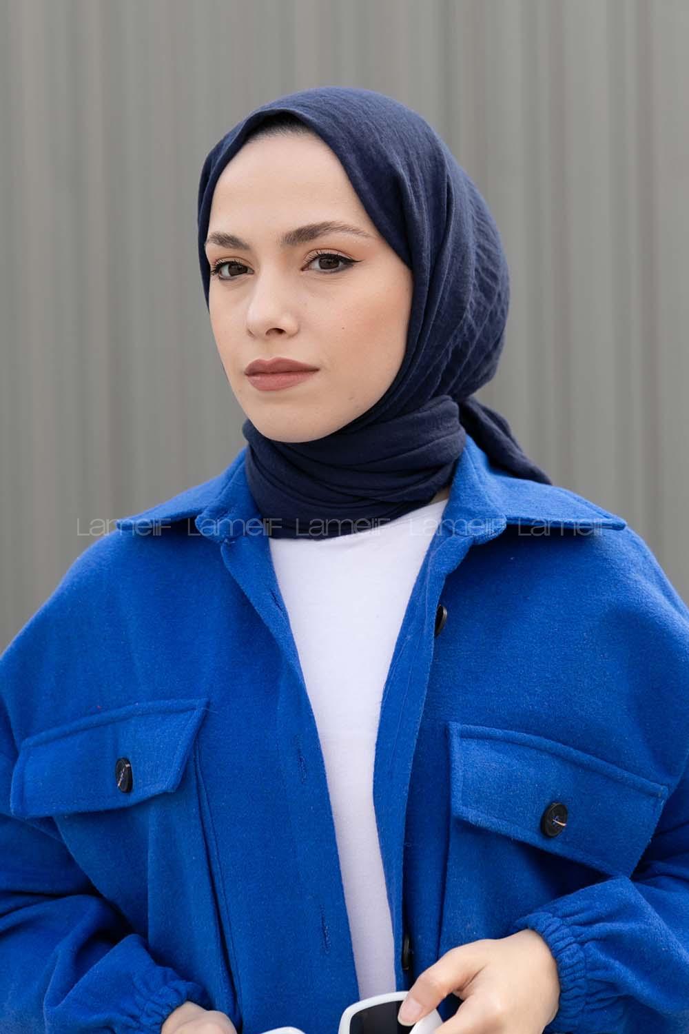 Lamelif Gece Mavisi Bürümcük Şal