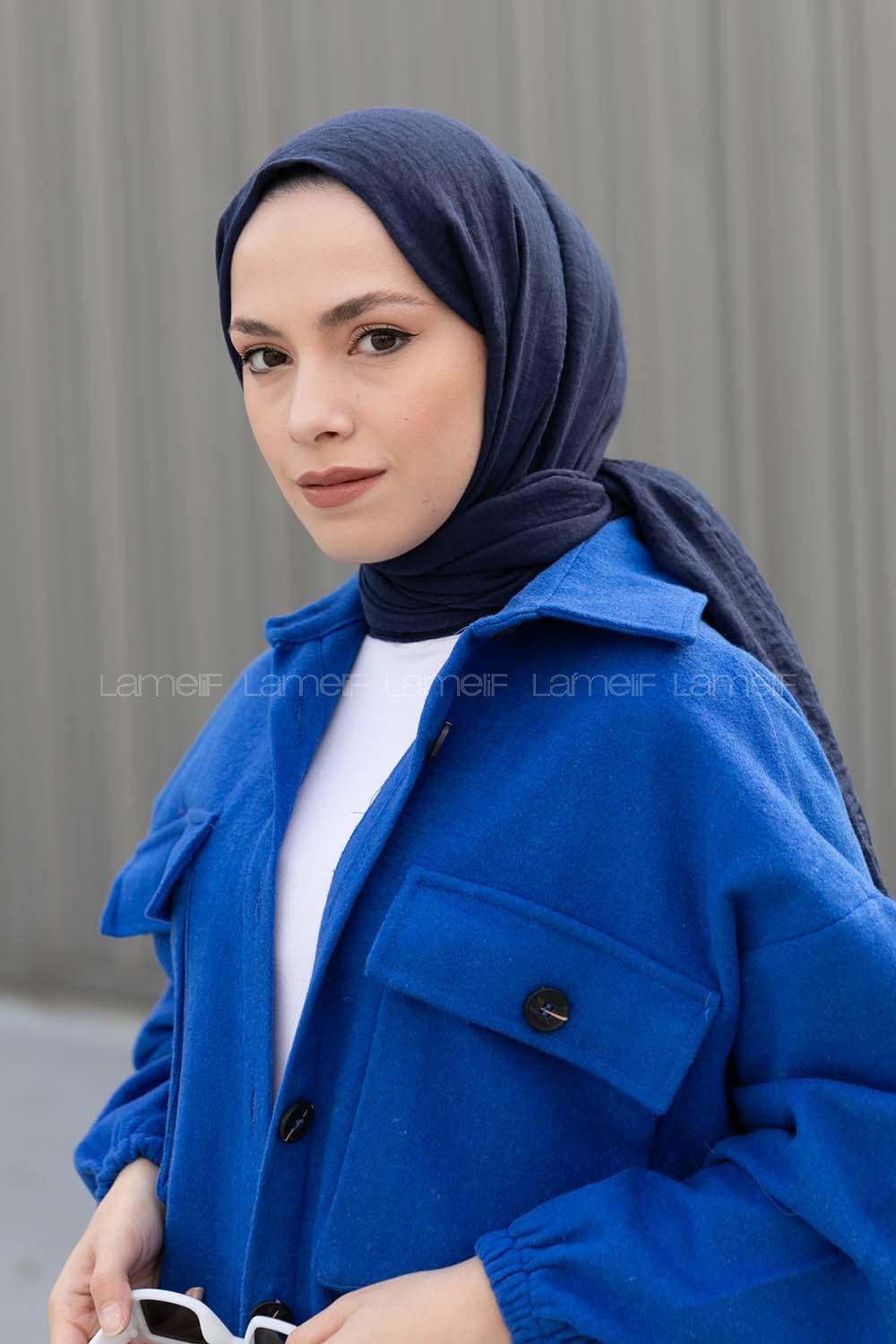 Lamelif Gece Mavisi Bürümcük Şal