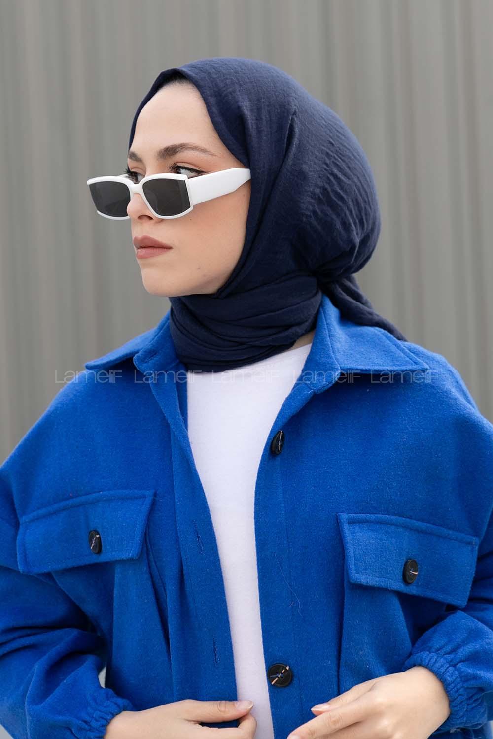 Lamelif Gece Mavisi Bürümcük Şal