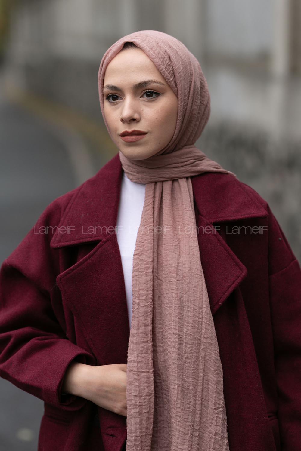 Light Blue Cotton Fabric Straight Shawl