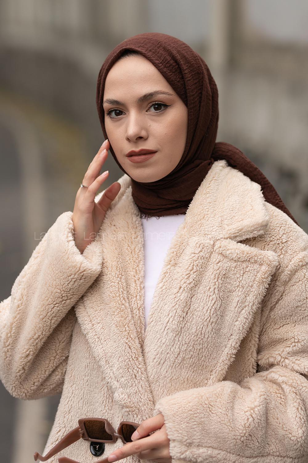 Lamelif Koyu kahve Bürümcük Şal