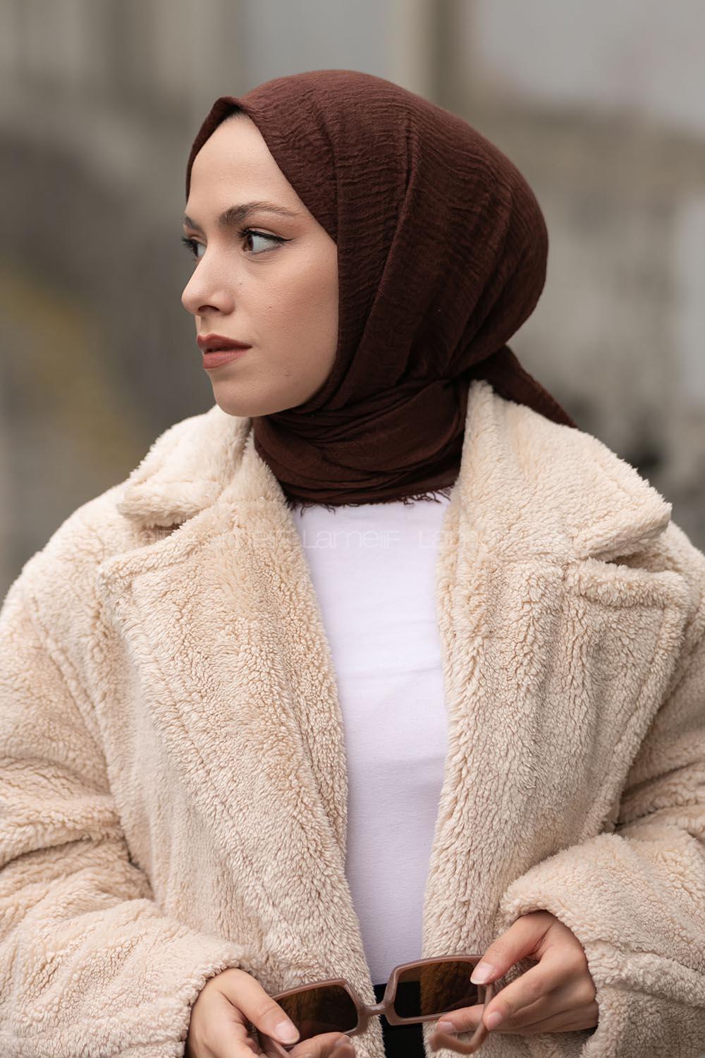 Lamelif Koyu kahve Bürümcük Şal