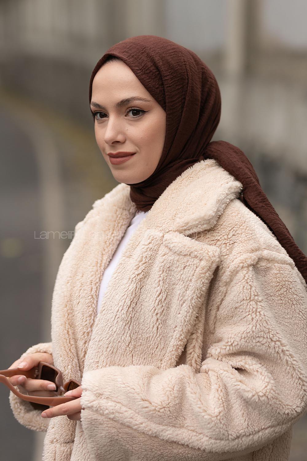 Lamelif Koyu kahve Bürümcük Şal