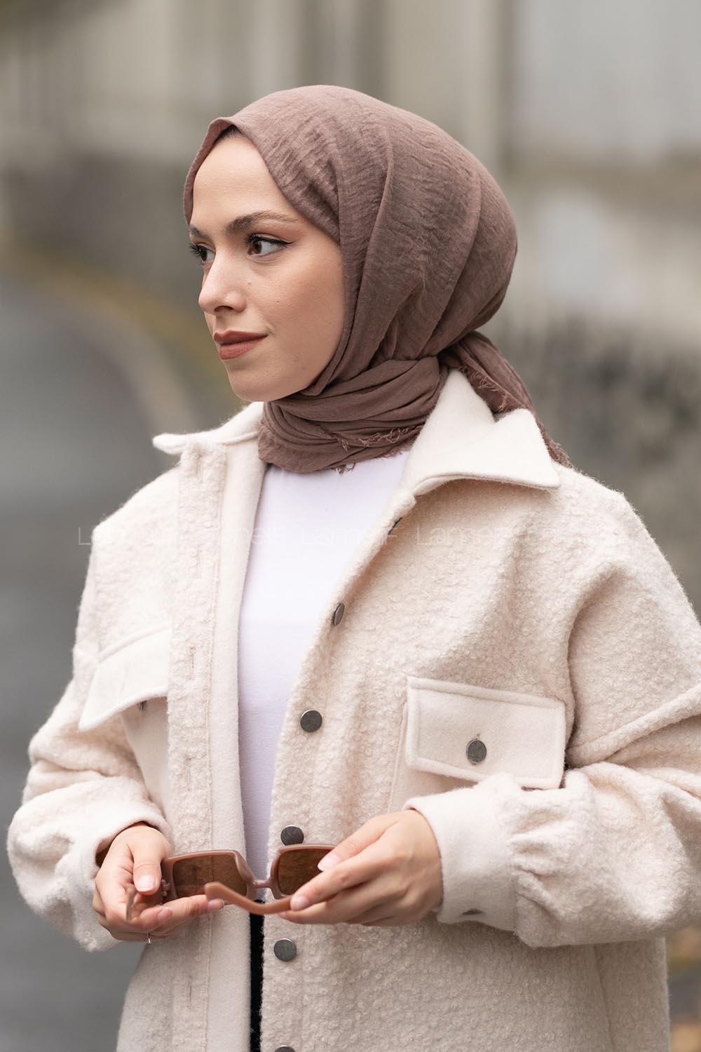 Lamelif Soft Kahve Bürümcük Şal
