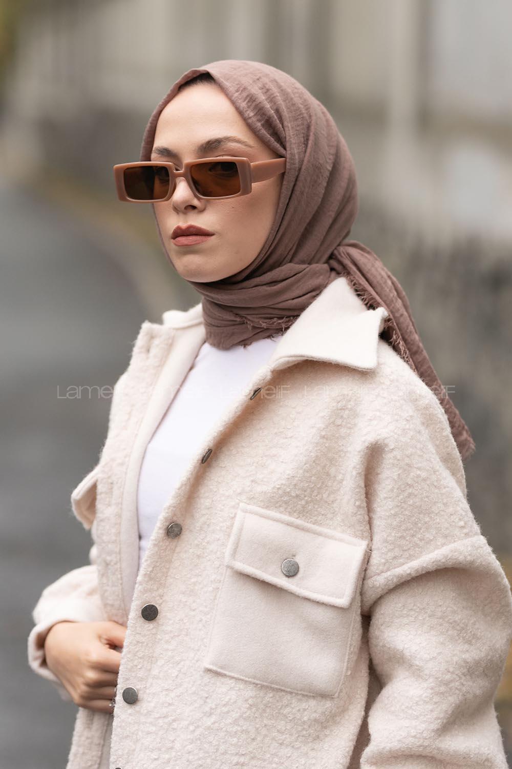 Lamelif Soft Kahve Bürümcük Şal
