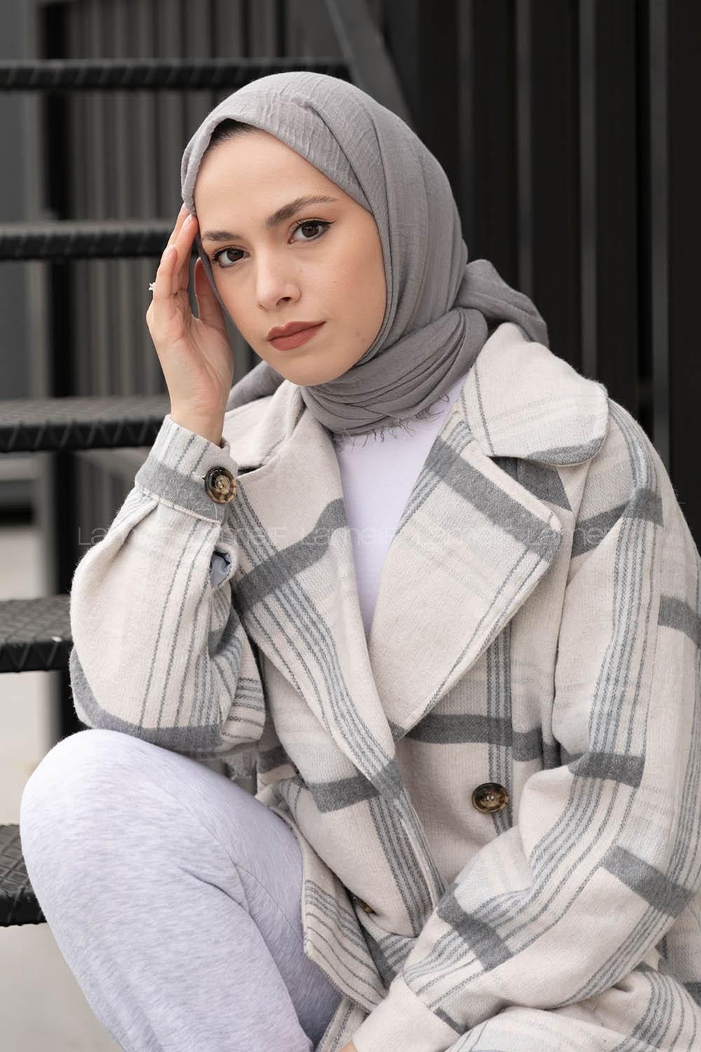 Gray Cotton Fabric Straight Shawl