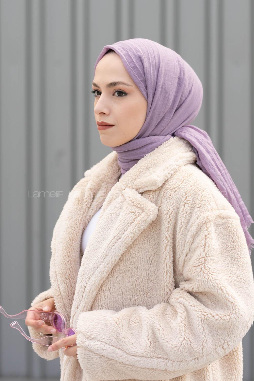 Lamelif Açık Lila Bürümcük Şal