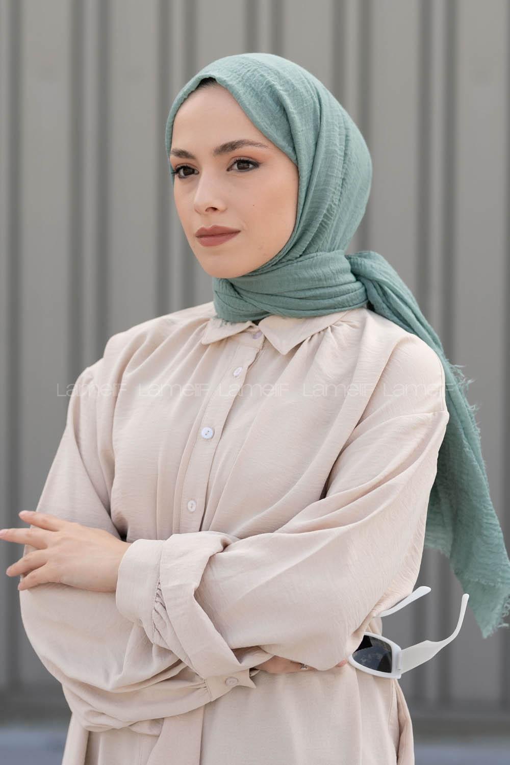 Lamelif Mint Yeşili Bürümcük Şal