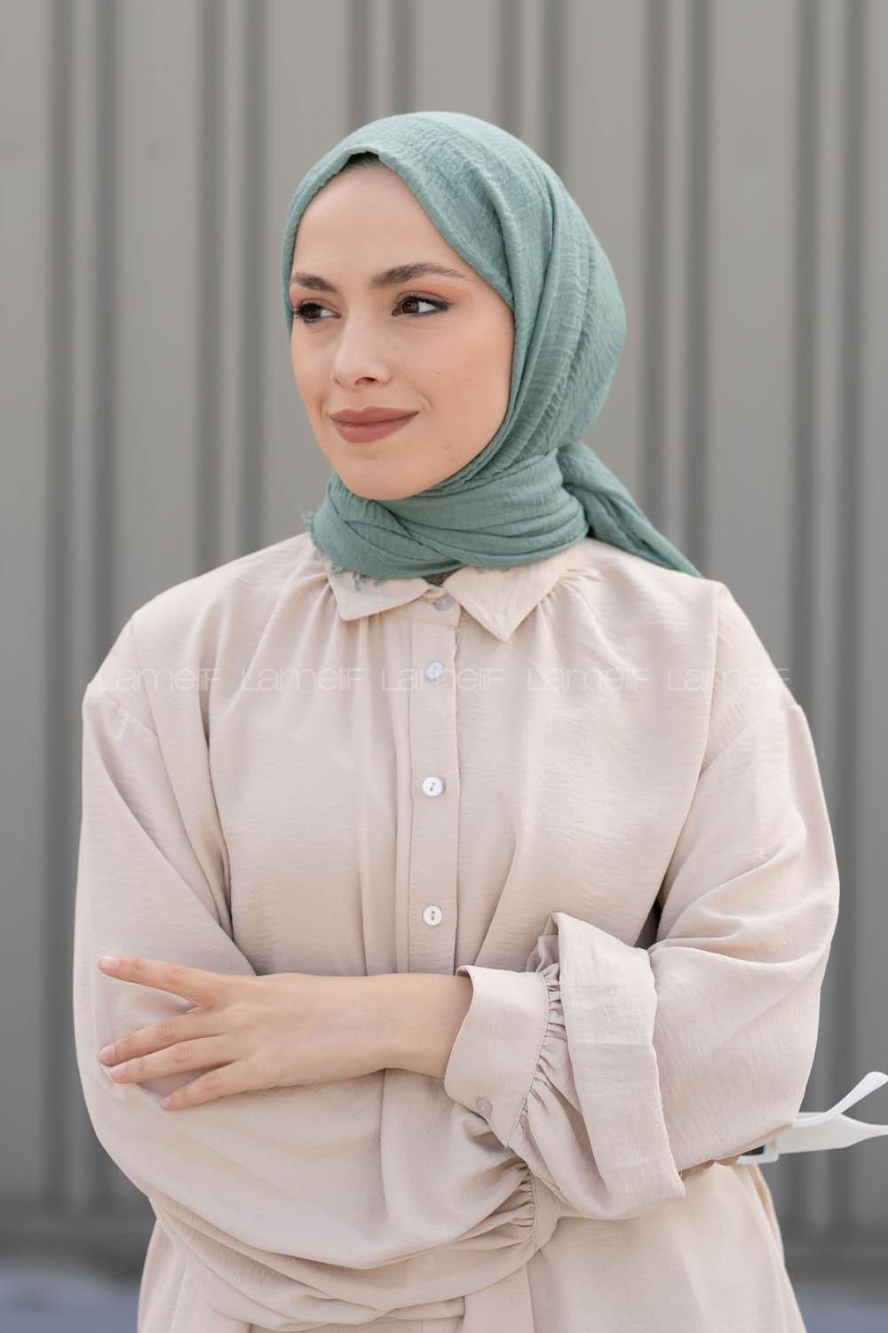 Lamelif Mint Yeşili Bürümcük Şal