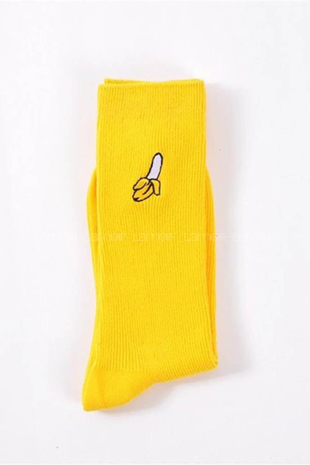 Lamelif Muz Desenli Soket Çorap