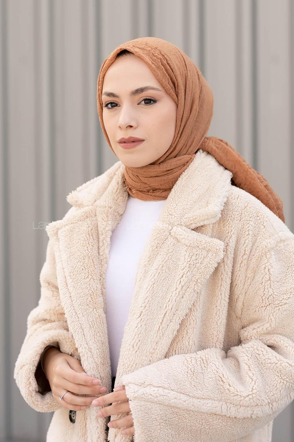 Lamelif Sütlü Kahve Bürümcük Şal