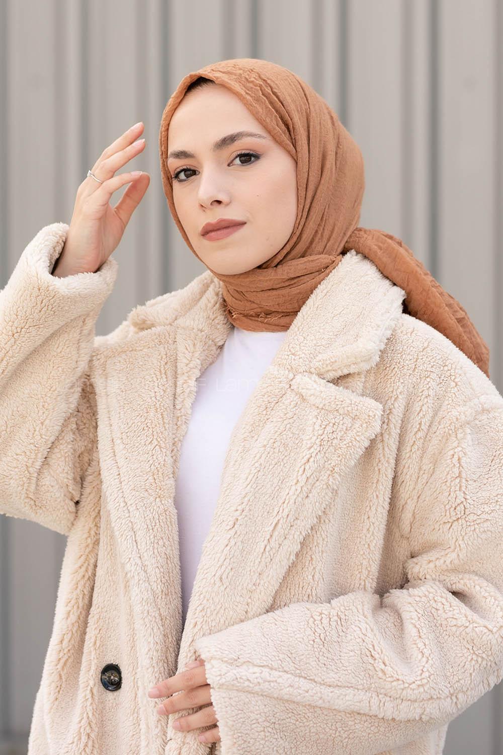 Lamelif Sütlü Kahve Bürümcük Şal