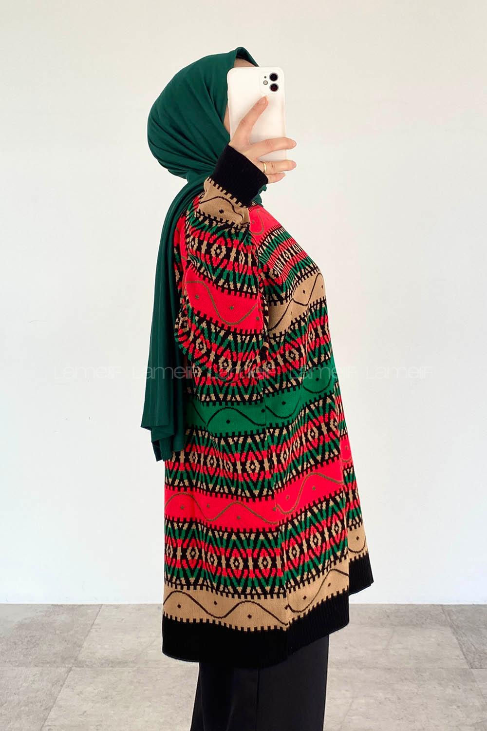 Black-green Crew Neck Long Arm Jumper