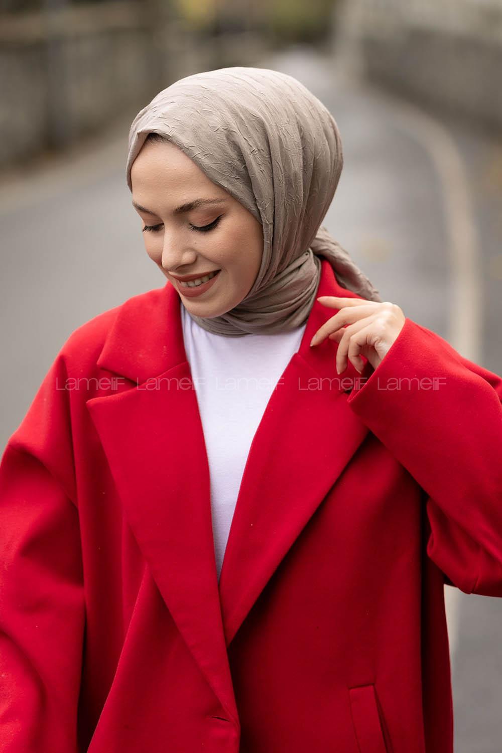 Dark Mink Cotton Fabric Straight Shawl