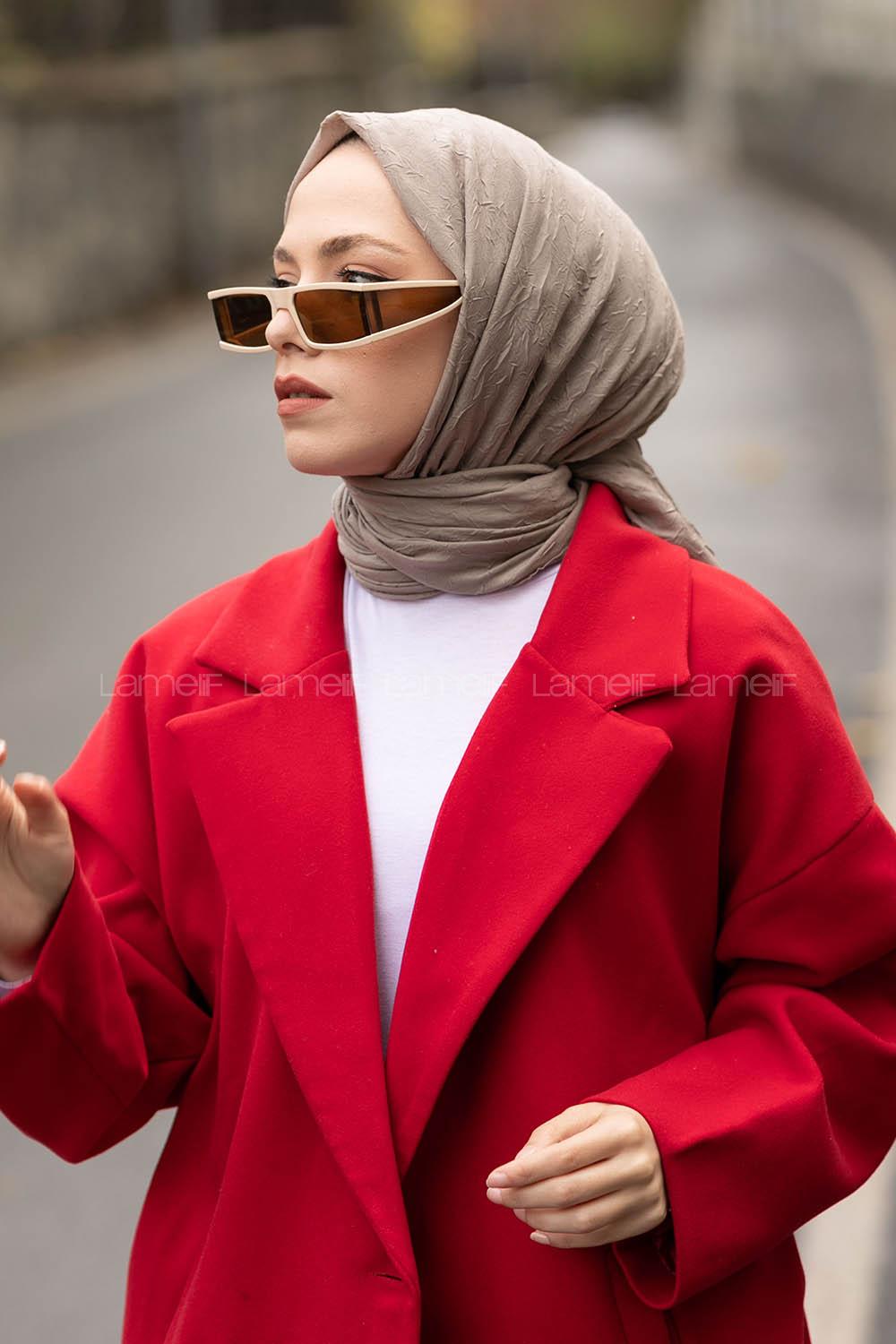 Dark Mink Cotton Fabric Straight Shawl