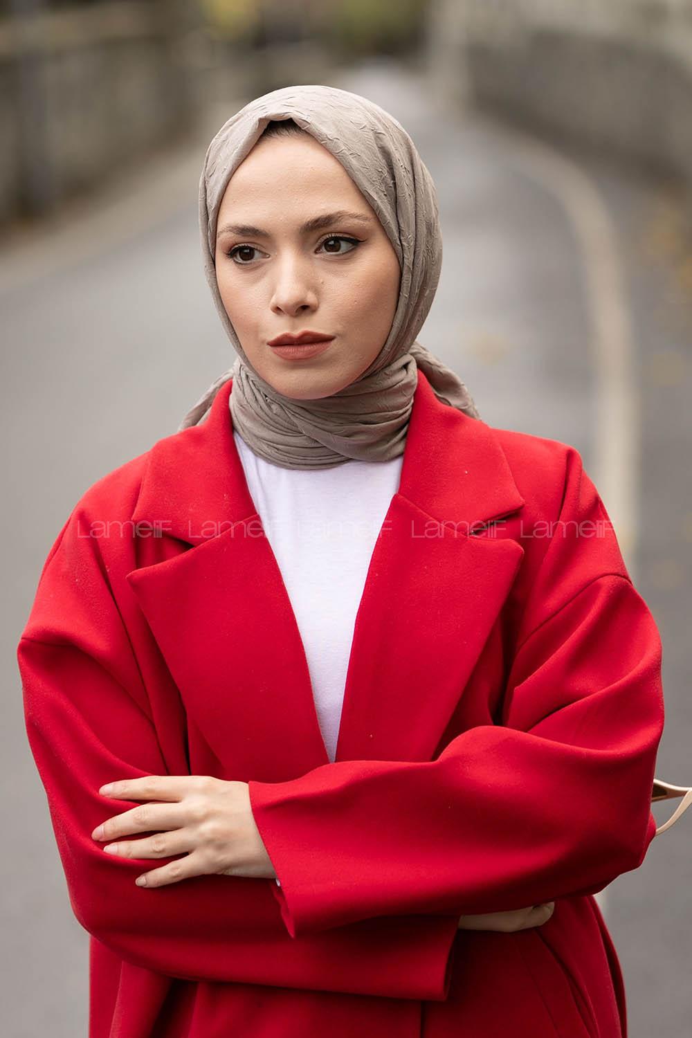 Dark Mink Cotton Fabric Straight Shawl