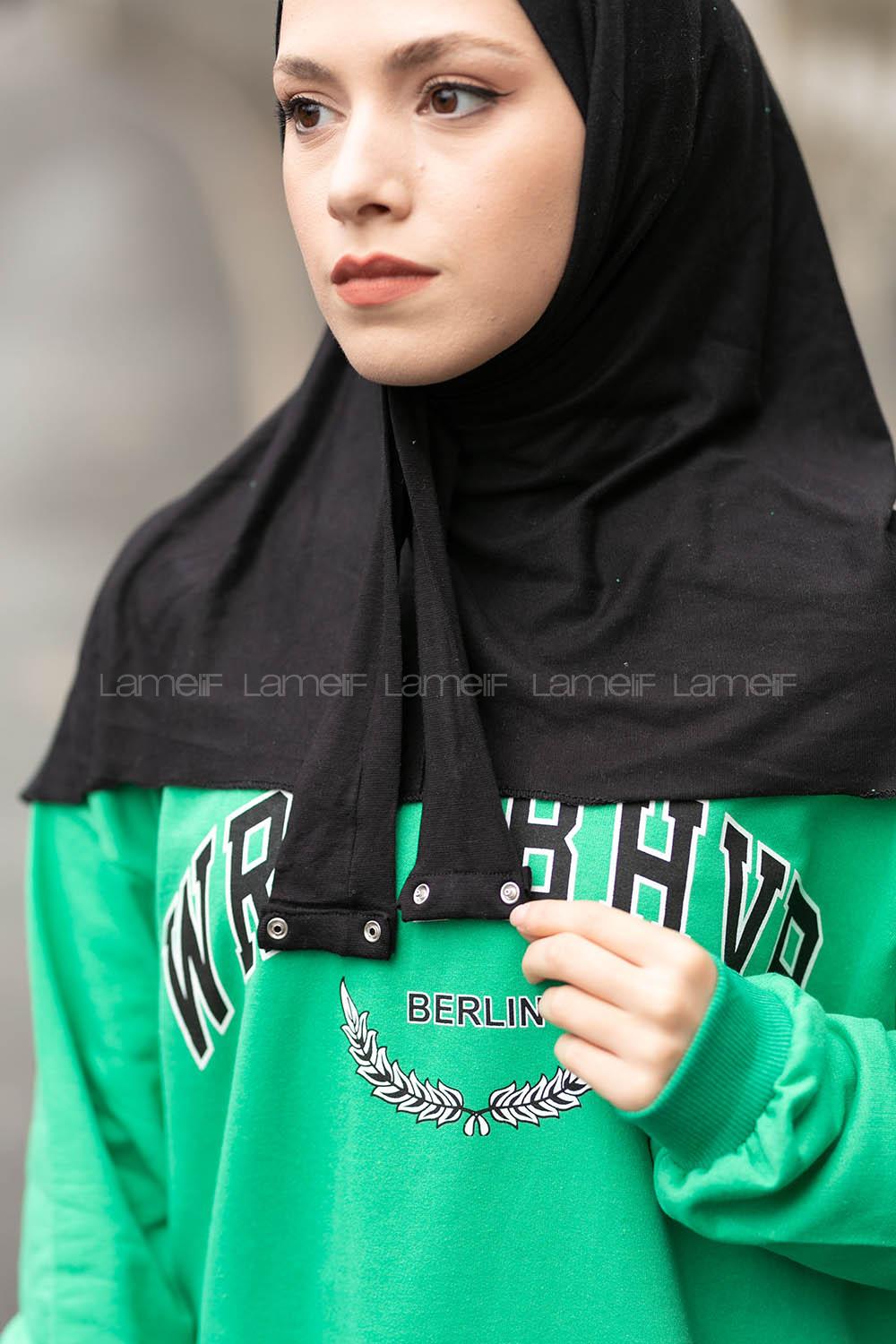 Black Combed Fabric Straight Shawl